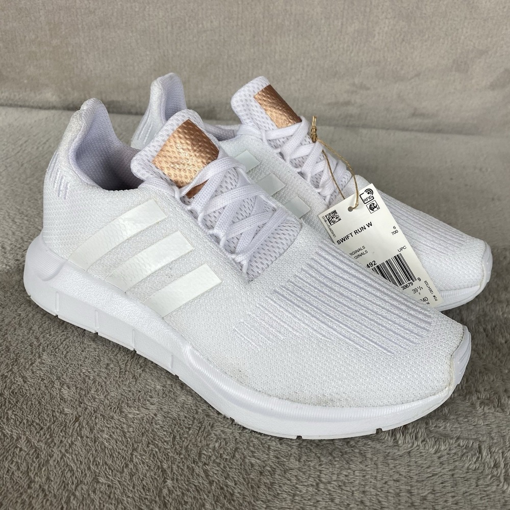 Adidas Swift Run Womens Running Shoes Sneakers Size 7.5 Copper White Knit NEW